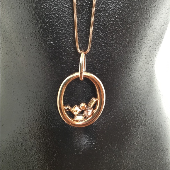 St. John Jewelry - Swarovski Crystal Oval Rose gold pendant necklace